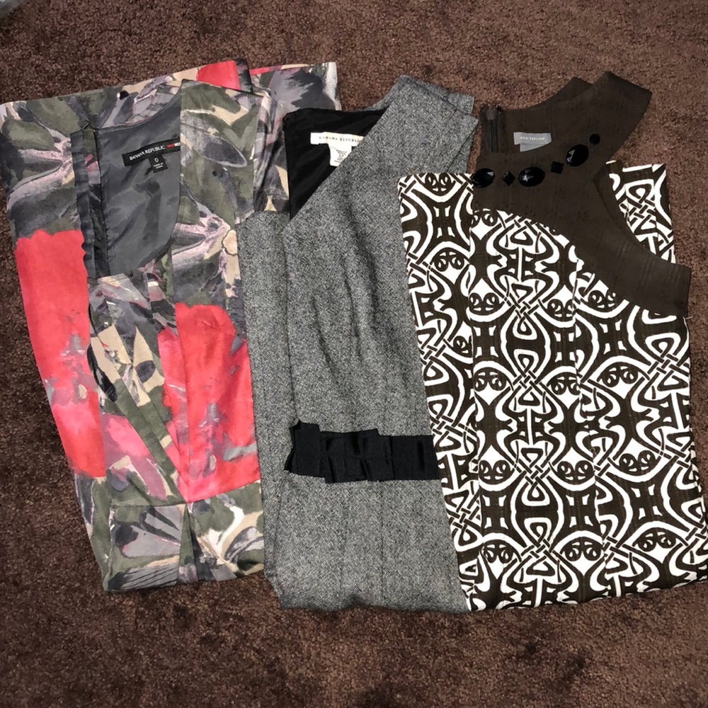Set of 3 Dresses, Banana Republic, Ann Taylor, 0